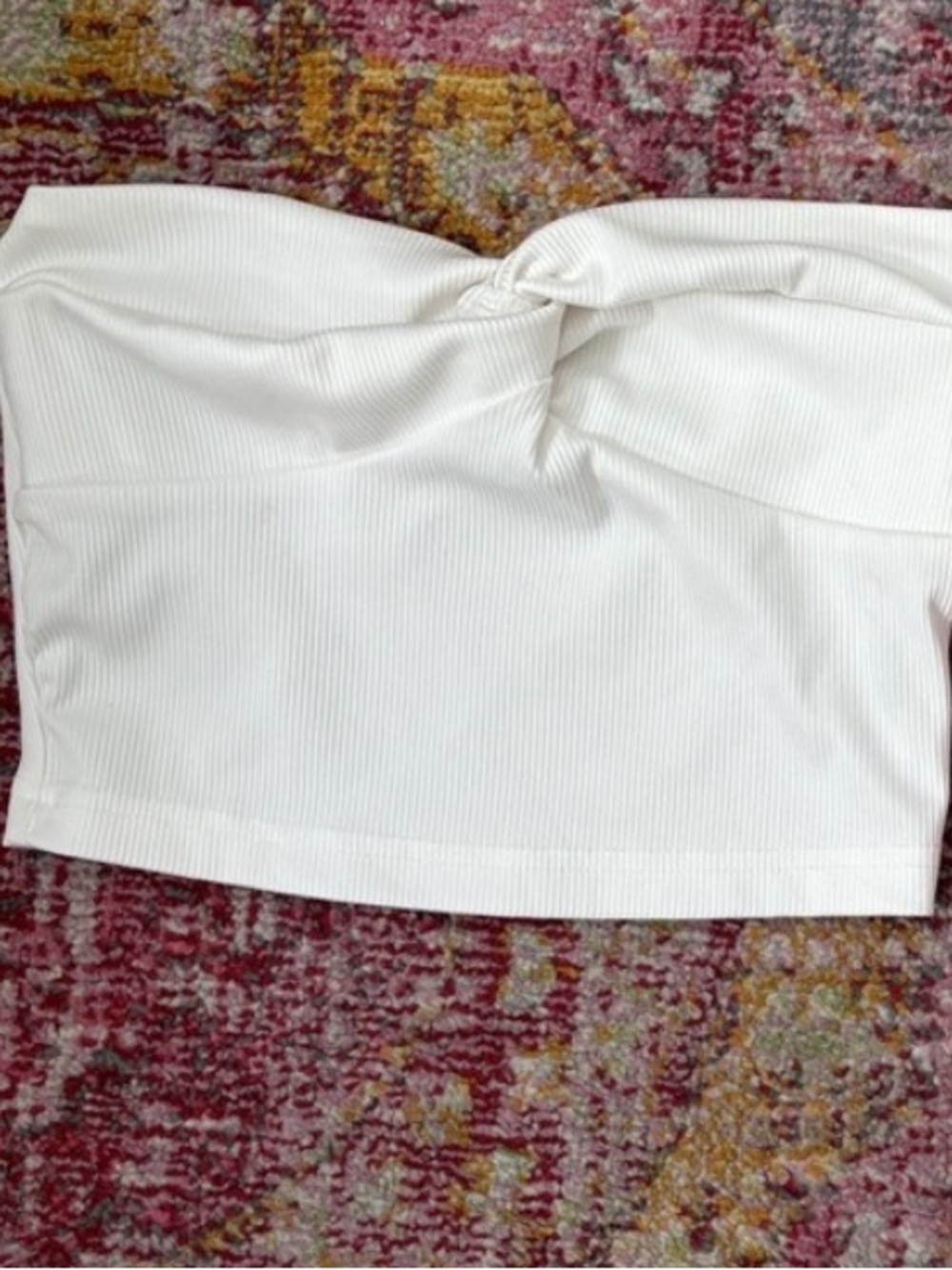 Two Strapless Tube Tops - White & beige